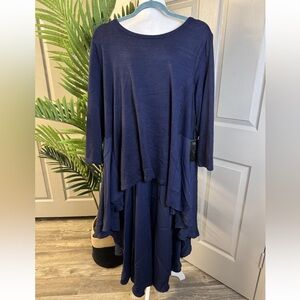 DG2 Elegant Navy Blue Women's High Low Top Size Large